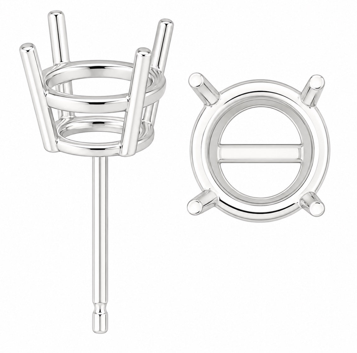 Round Stud 14k Gold Earring Mountings (priced per piece single stud) Push-back