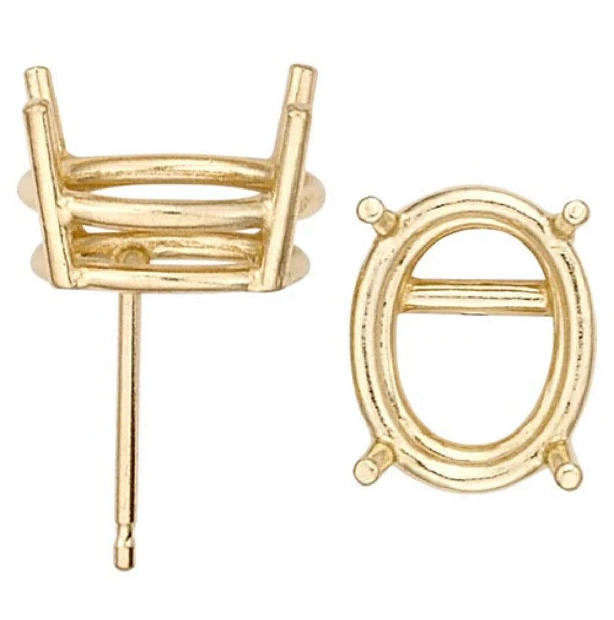 Oval Stud 14k Gold Stud Earring Mountings (priced per piece single stud)