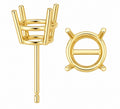 Round Stud 14k Gold Earring Mountings (priced per piece single stud) Push-back