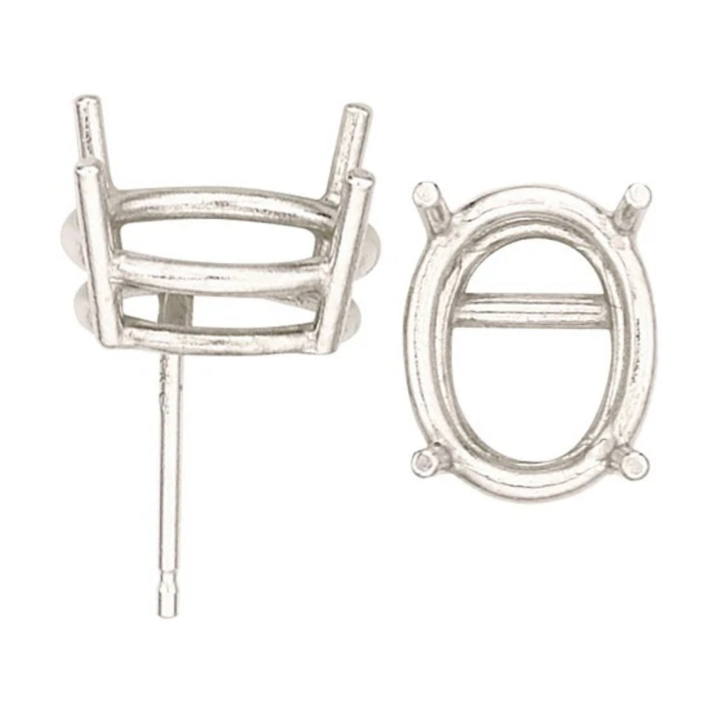 Oval Stud 14k Gold Stud Earring Mountings (priced per piece single stud)