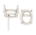Oval Stud 14k Gold Stud Earring Mountings (priced per piece single stud)