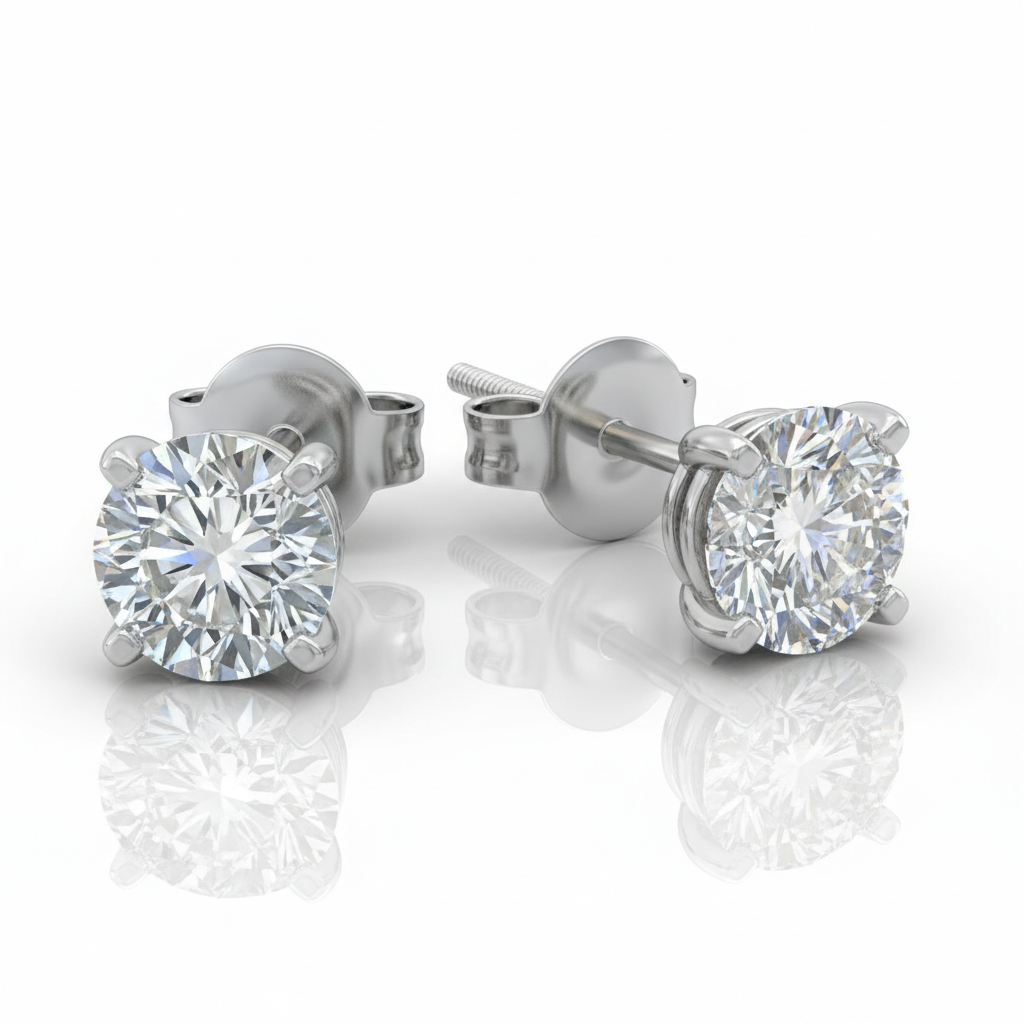 4 Prongs Diamond Stud Earrings